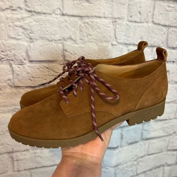 CROWN VINTAGE Lowell Cognac tan suede  leather oxford loafers Size 10 - Picture 4 of 9